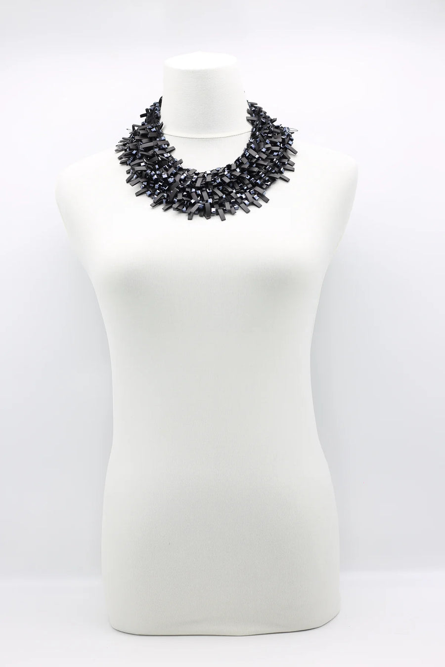 HAND-CROCHETED CRYSTAL AND BEADED NECKLACES - NAVY