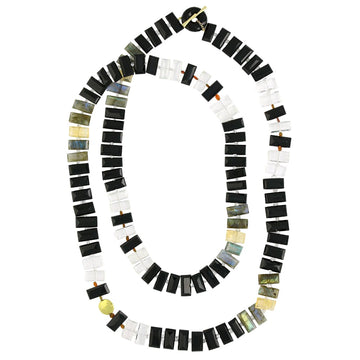 Onyx & Labradorite Piano Key Necklace
