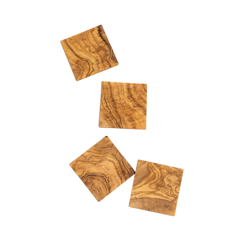 Olive Wood Square Coasters - Set of 4