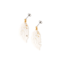 Oak Leaves White Pierced earrings