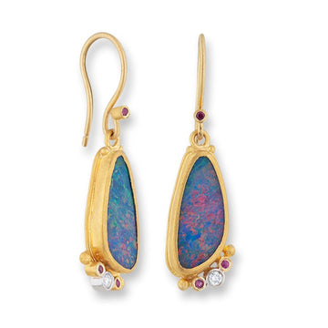 one-of-a-kind OCEAN opal and Ruby Earrings