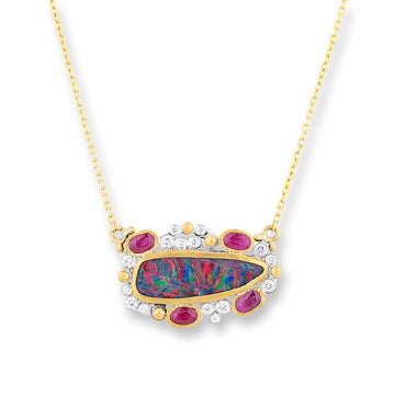 one-of-a-kind OCEAN opal and Ruby NECKLACE