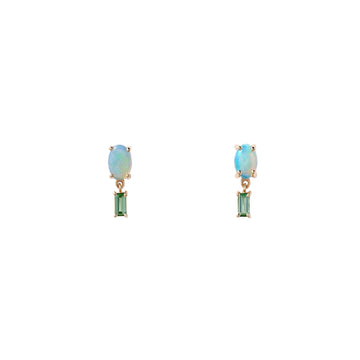 Opal & Tourmaline Stela Earrings - 14k Yellow Gold