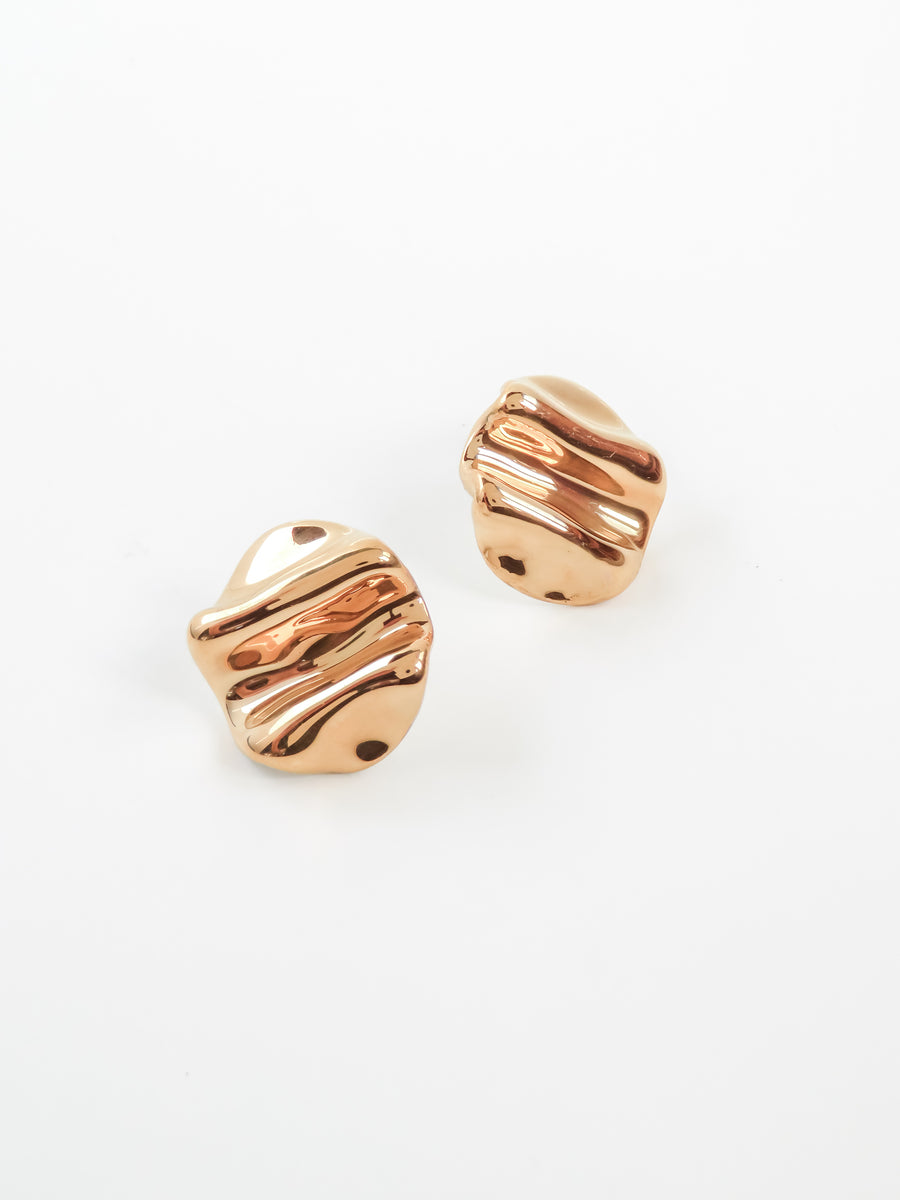 Oval Folded Earrings - Gold