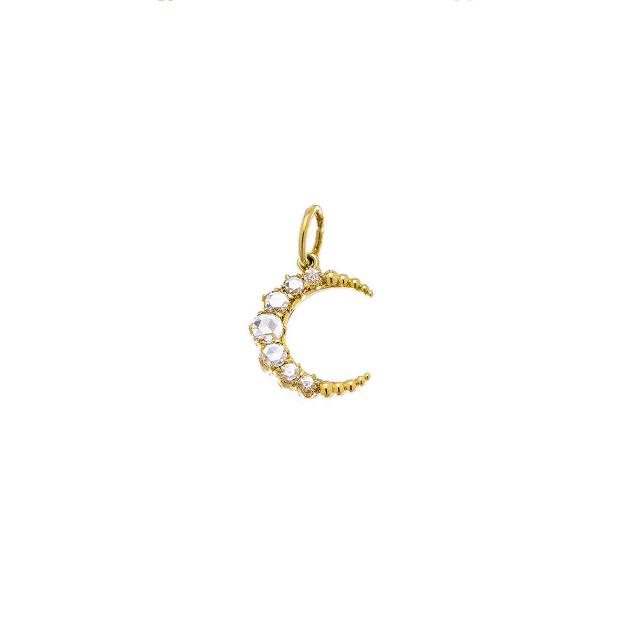 Crescent Pendant - 18K Yellow Gold & White Diamond