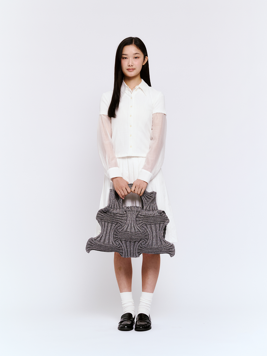 BIG BOW BAG - GLITTER STONE BROWN