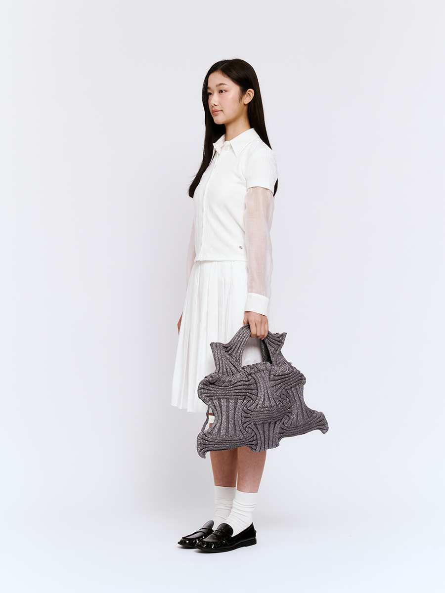 BIG BOW BAG - GLITTER STONE BROWN