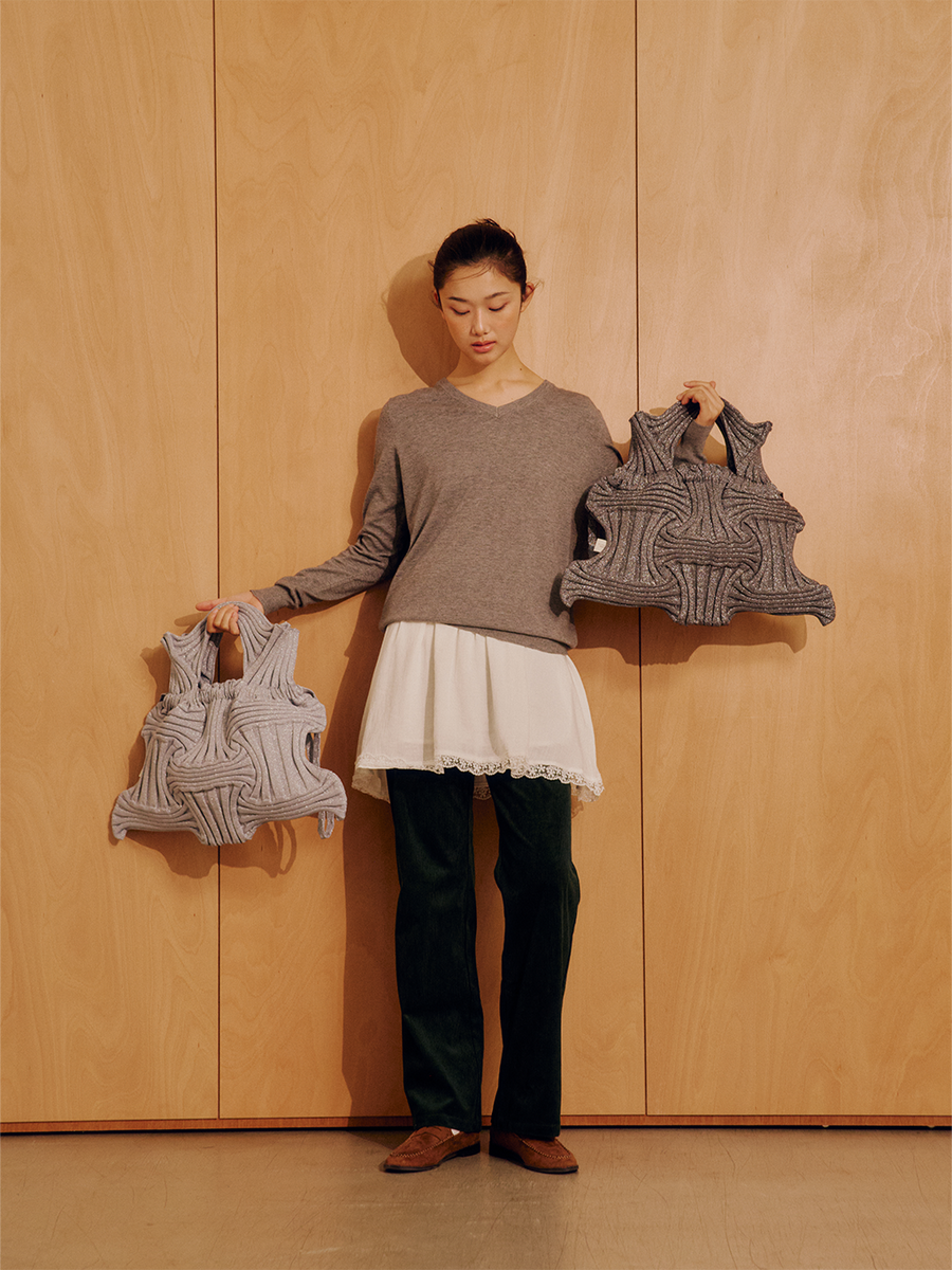 BIG BOW BAG - GLITTER STONE BROWN