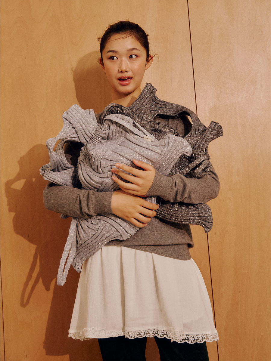 BIG BOW BAG - GLITTER STONE BROWN