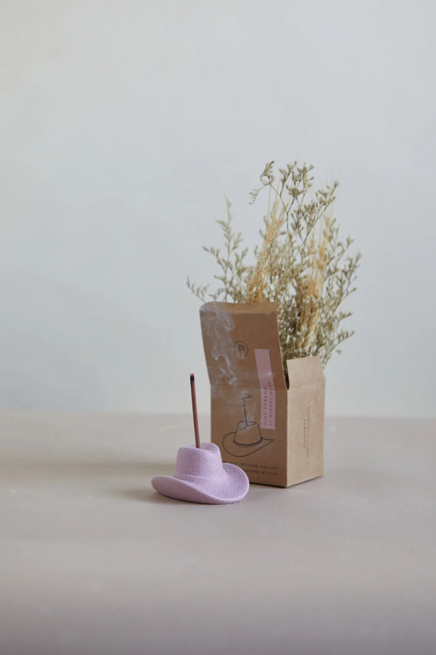 Pink Cowboy Hat Incense Holder + Hinoki Wood Incense