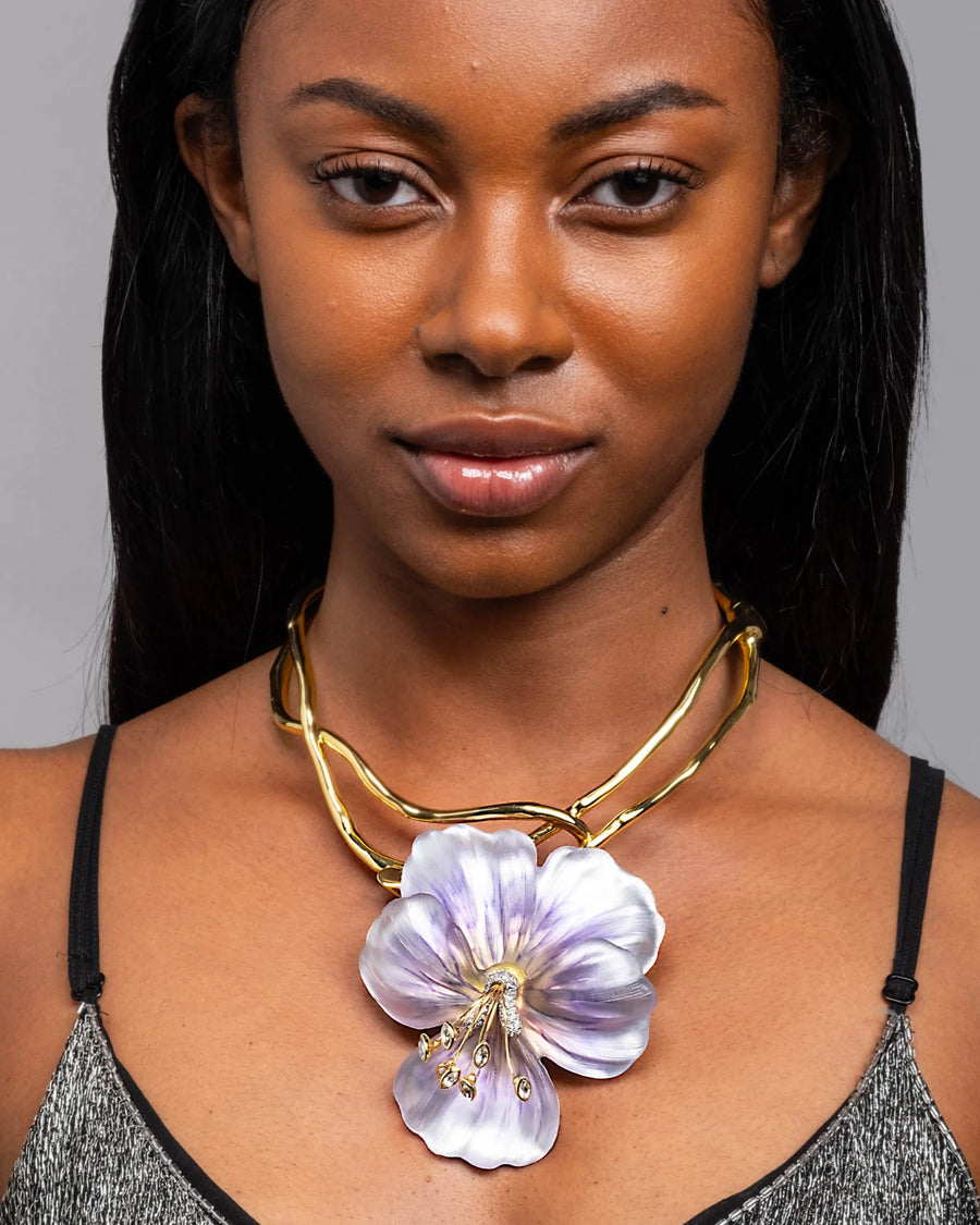 Pansy Lucite Vine Collar - Midnight Pansy