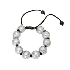 Giant Size Wood Beads Necklaces - Hand Gilded Solid Colour - Silver