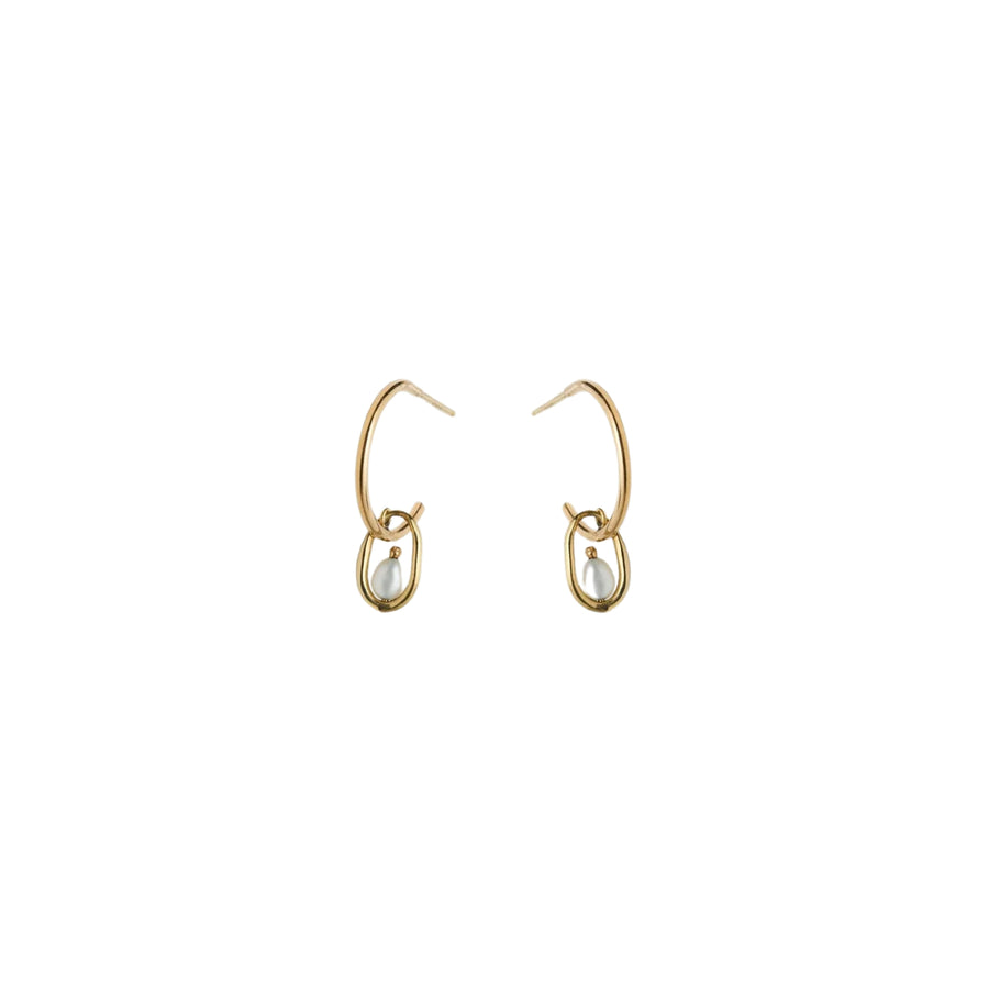 Pearl Droplet Hoop Earrings