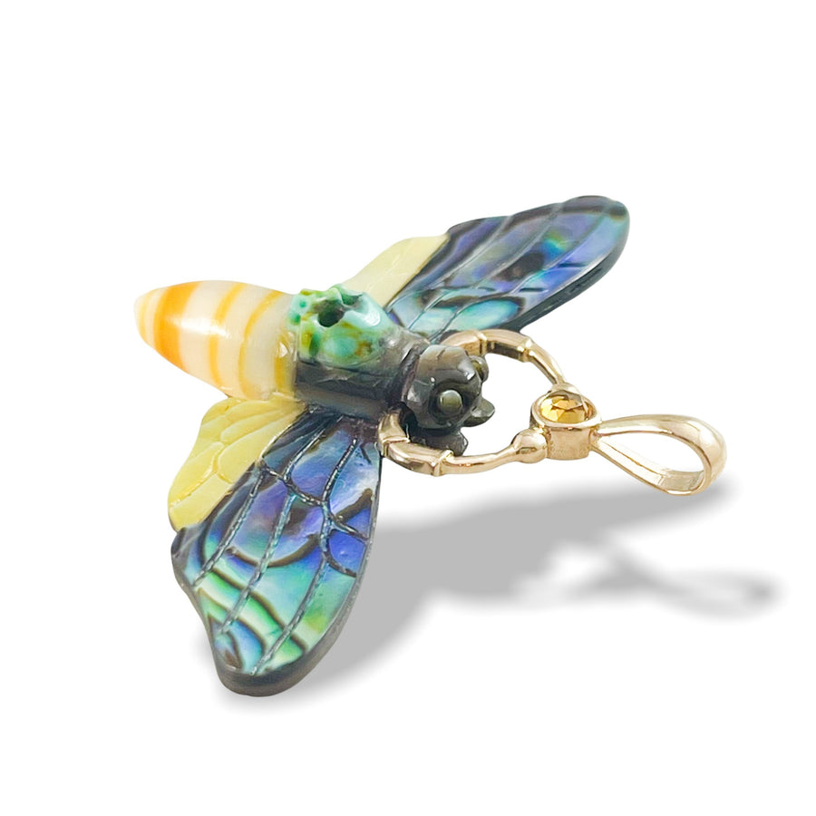 14k Gold Death's Head Hawk Moth Pendant