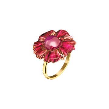 Pink Sapphire Flower Ring- size 6.5