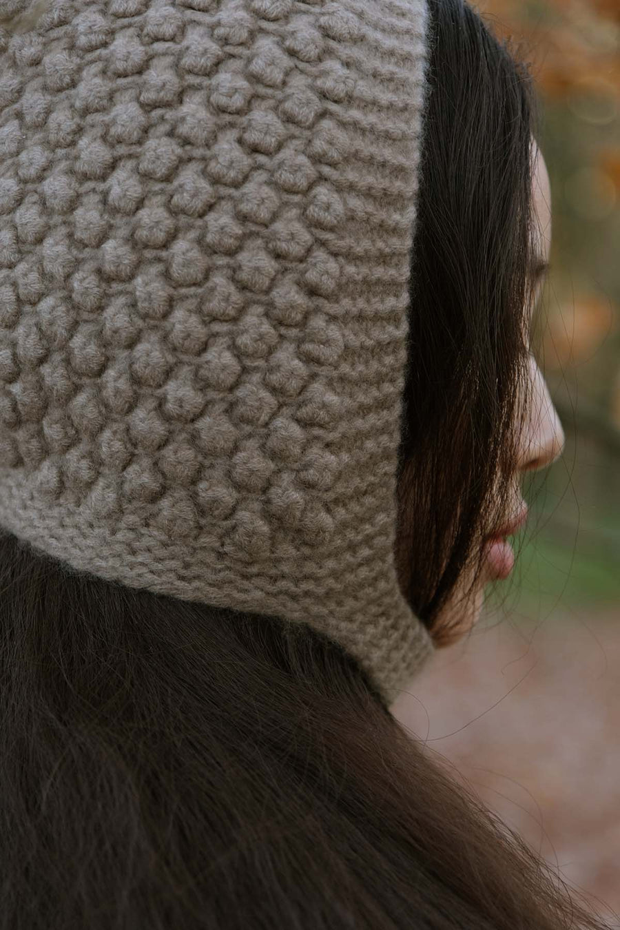 Popcorn Crochet Bonnet Mushroom - Brown