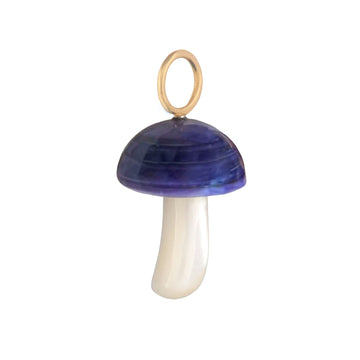 Purple Clam & Mother Of Pearl Mushroom in 14K Gold