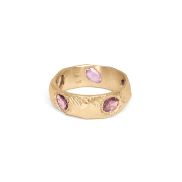 Pink Sapphire Cigar Band Ring - Size 7.5