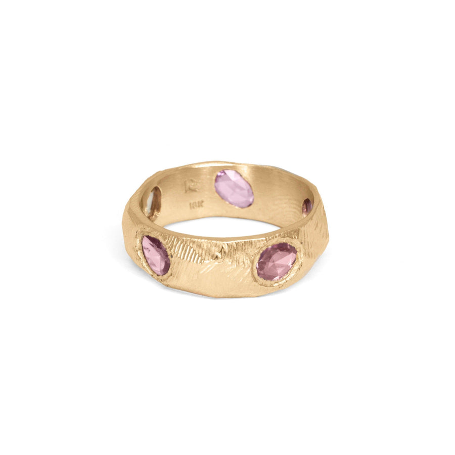 Pink Sapphire Cigar Band Ring - Size 7.5