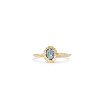 Oval Denim Blue Sapphire North South Ring