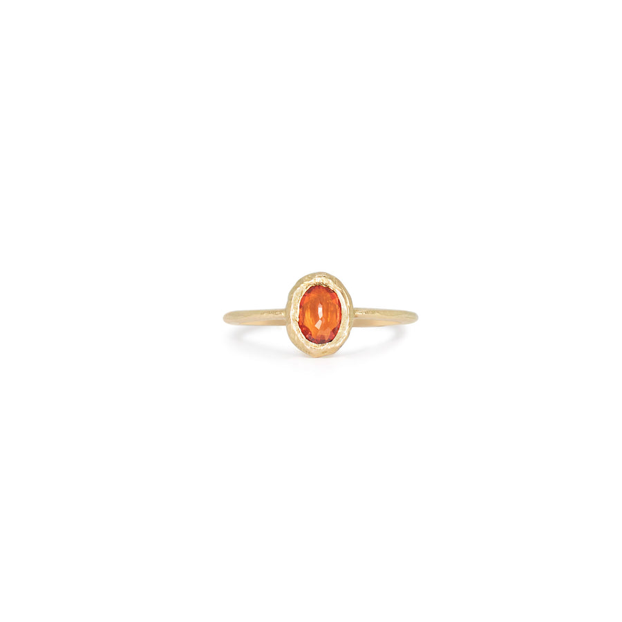 18K Poppy Red Sapphire Oval Stone Ring Size 5.5