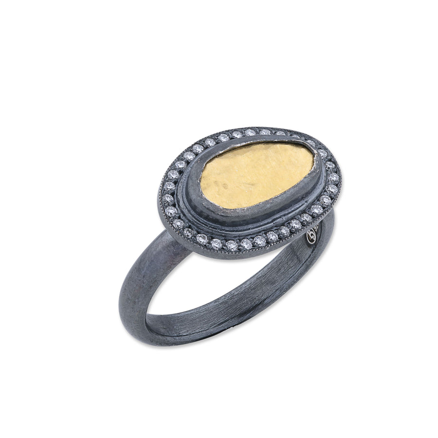 REFLECTIONS RING - Oxidized Sterling Silver with diamonds & Gold