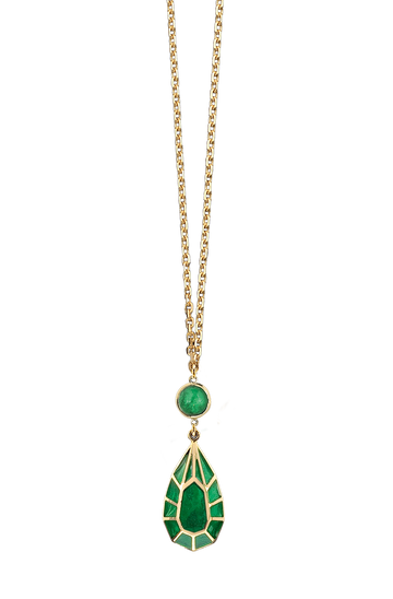 Real Fake Green Plique-a-jour Enamel and emerald Pendant