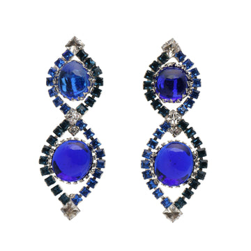 Sapphire And Swarovski TOP AND DROP clip-on earrings