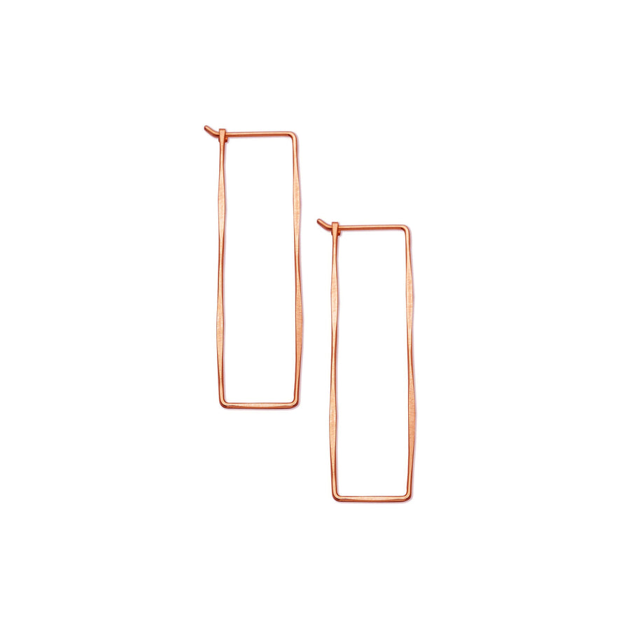 SMALL RECTANGLE HOOPS - 14K Rose Gold