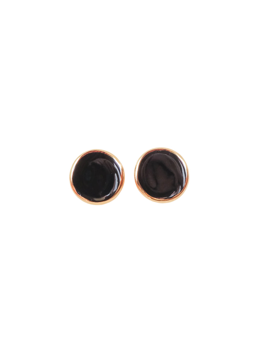 Large Round Earrings - Black