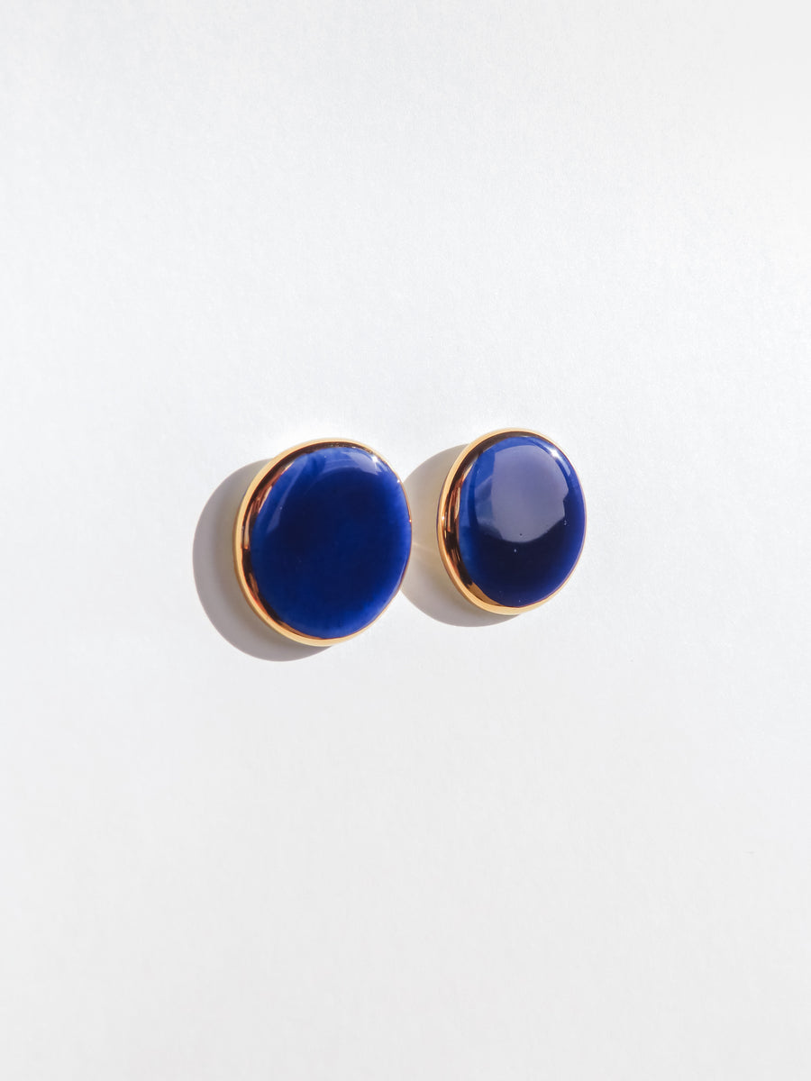 Large Round Earrings - Blue