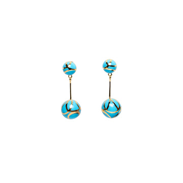 14K Gold Vermeil Dangle Beads Earrings - Baby Blue