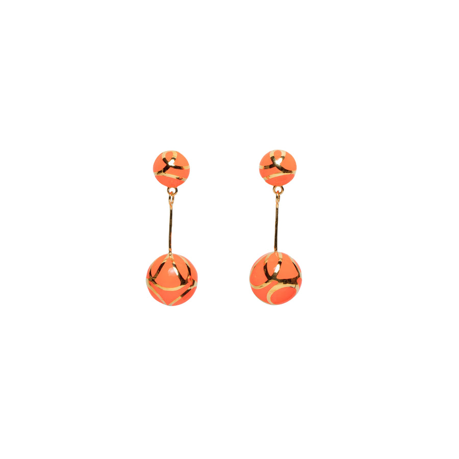 14K Gold Vermeil Dangle Beads Earrings - Orange