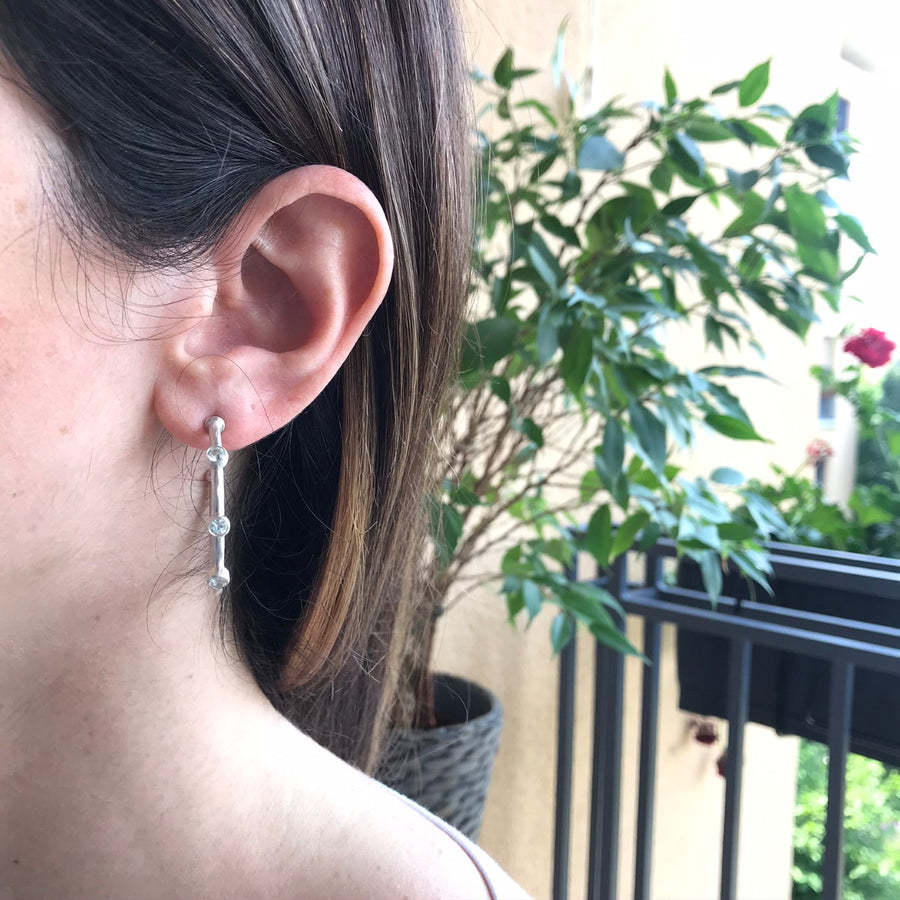 STERLING SILVER SAPPHIRE HOOPS