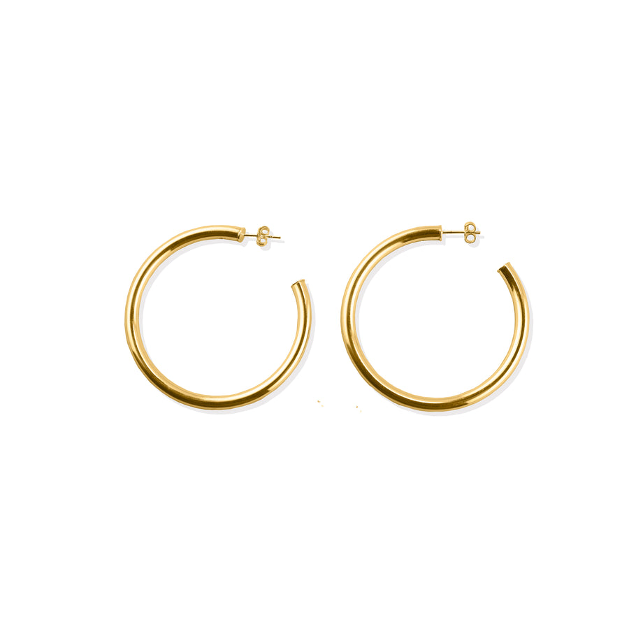 Simple Hollow Hoop Earrings - 14k Plated Gold