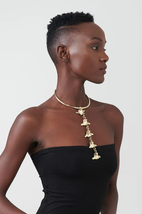 Matuu Spine Drop Necklace- 24K GP Brass