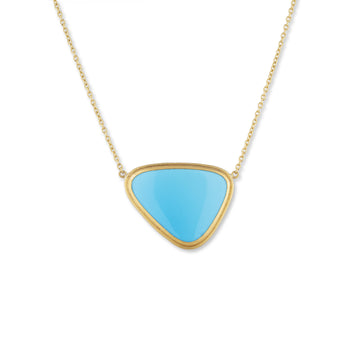 Sky Necklace - 24K Yellow Gold & Sleeping Beauty Turquoise Cabochon Pendant