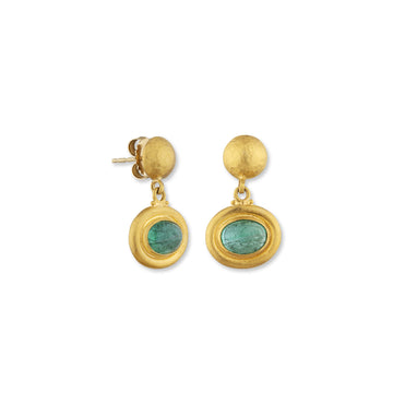 SLOANE OVAL EMERALD EARRINGS- 24K Yellow Gold