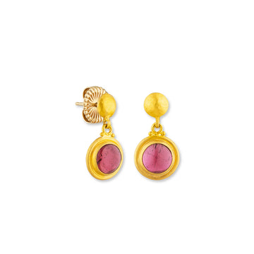 22k gold PRETTY PINK TOURMALINE EARRINGS