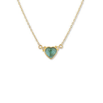 SLOANE LOVE NECKLACE - Gold & Emerald with diamonds