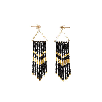 SMALL PORCUPINE  BLACK & GOLD EARRINGS