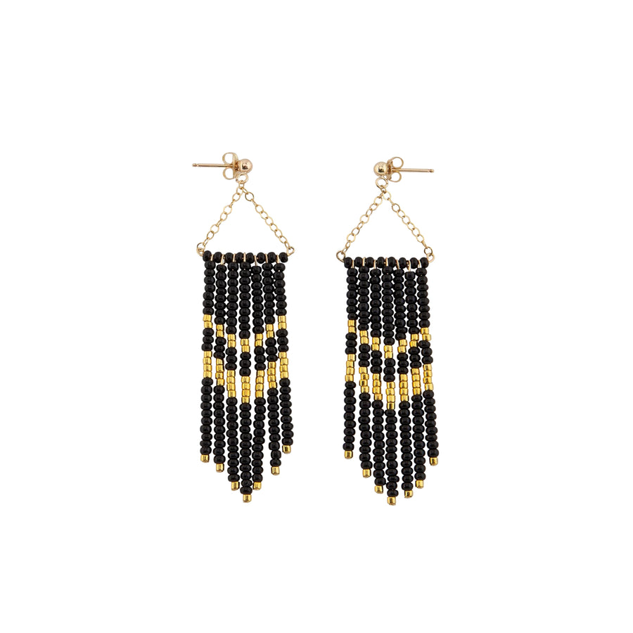 Small Porcupine Black & Gold Earring