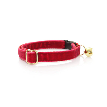 Velvet Cat/small dog Collar- Garnet Red