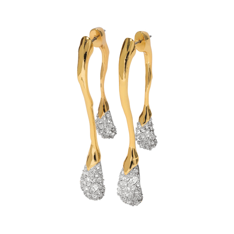 Solanales Crystal Front Back Double Drop Earring- Gold