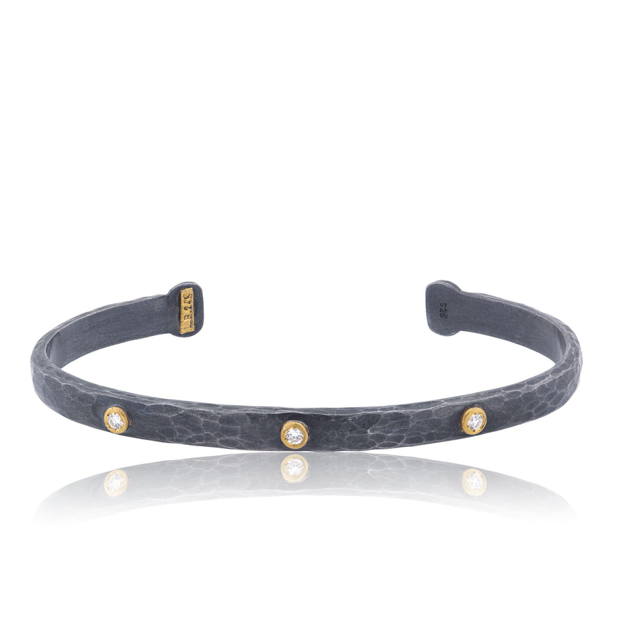 STOCKHOLM OPEN DIAMOND BRACELET - OXIDIZED SILVER & GOLD