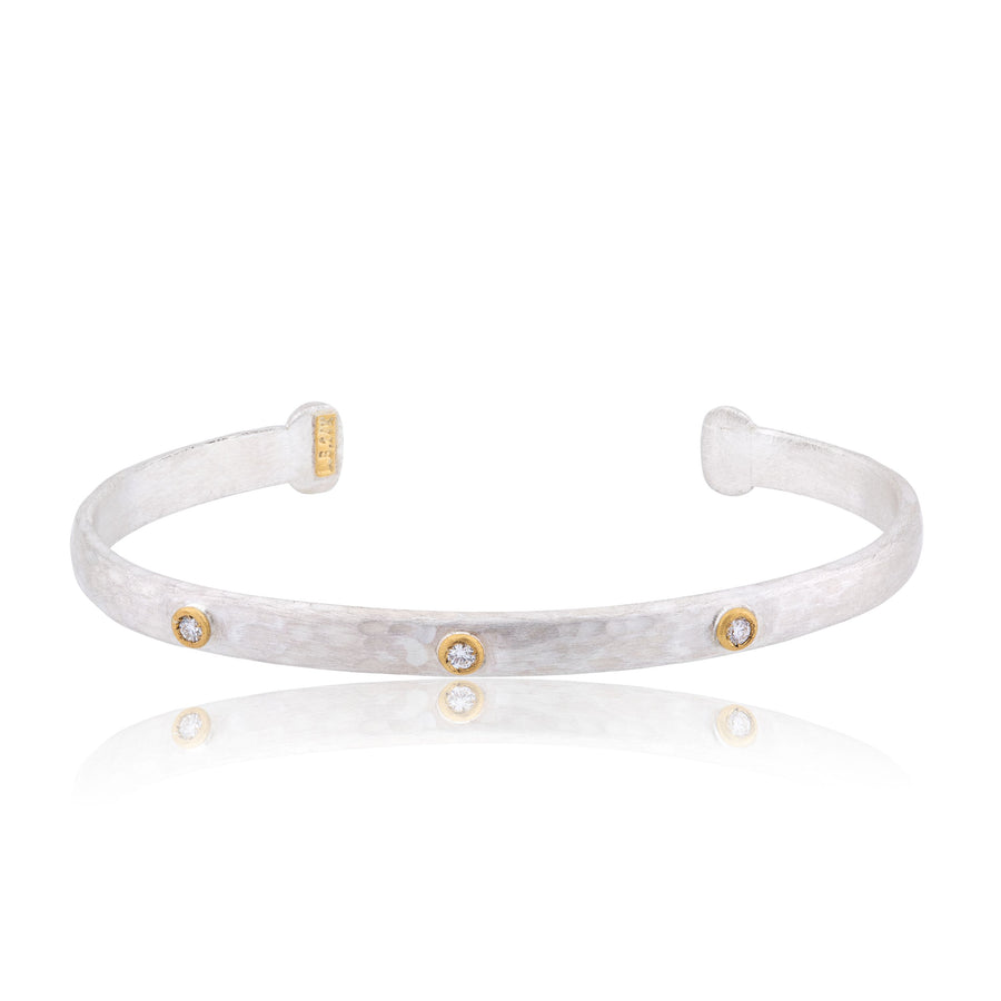 STOCKHOLM OPEN DIAMOND CUFF - MATTE SILVER & YELLOW GOLD