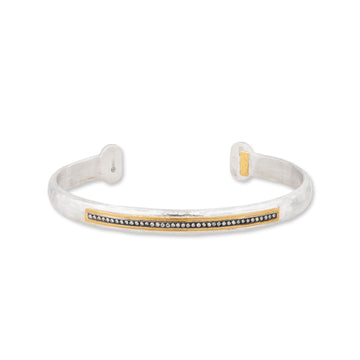 STOCKHOLM DIAMOND BAR OPEN CUFF - Matte Silver & Gold