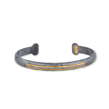 STOCKHOLM DIAMOND BAR OPEN CUFF - Oxidized Silver & Gold