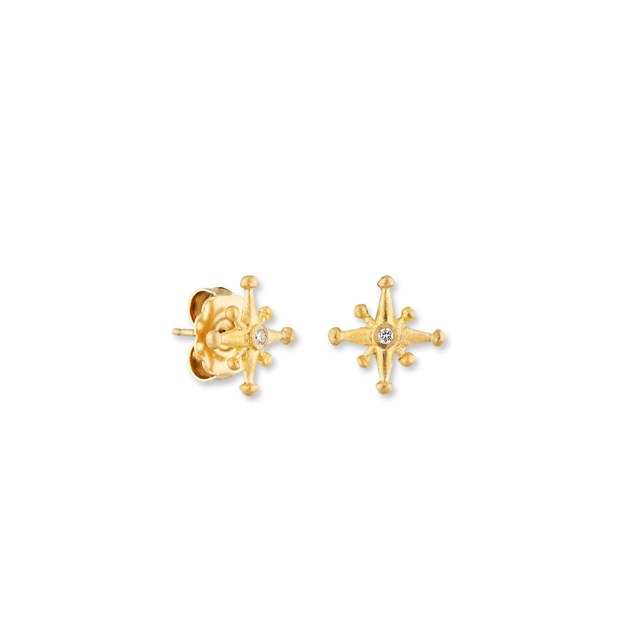 STARBURST Diamond SMALL STUDS - 24K Solid Yellow Gold