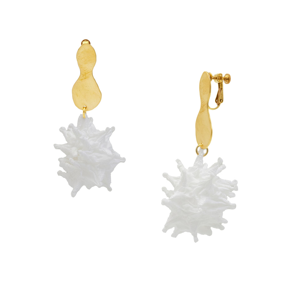 Kumo ponpon Clip earring- white